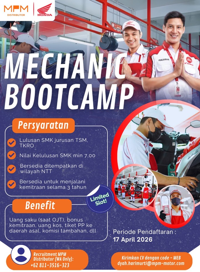Mechanic Bootcamp Recrutmen MPM Honda Jatim Otoplasa Mechanic Bootcamp MPM Honda Jatim