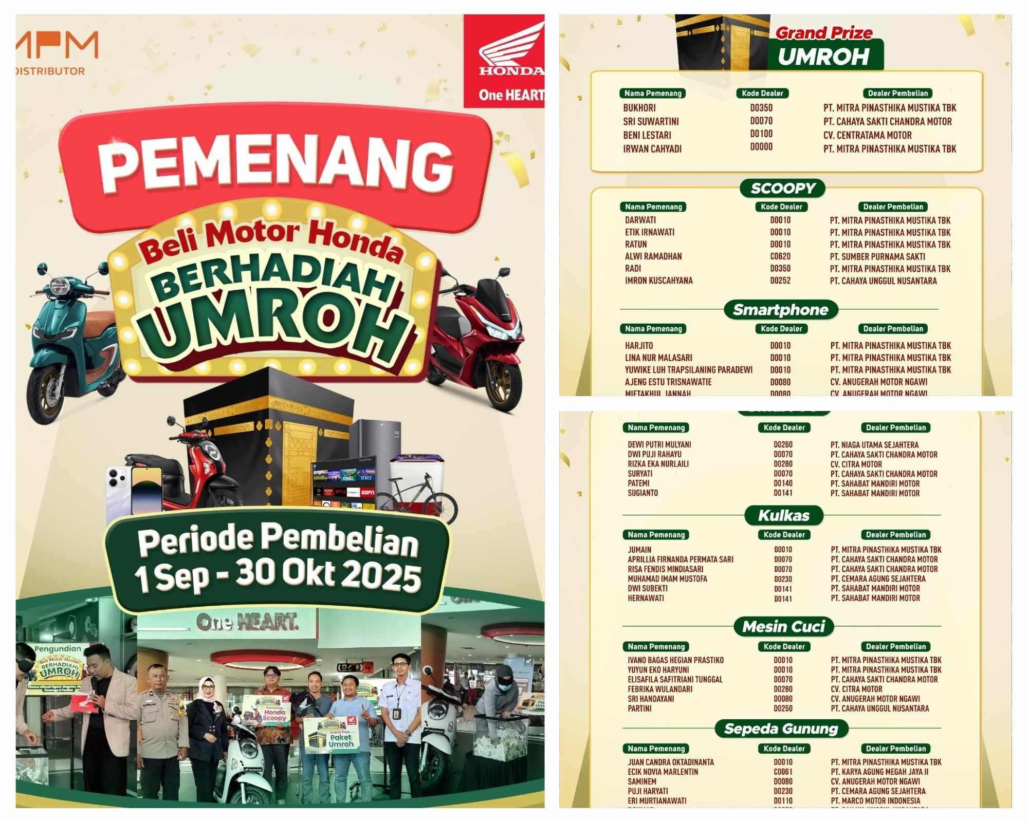 Pemenang MPM Honda Madiun Otoplasa Pemenang Honda Umroh