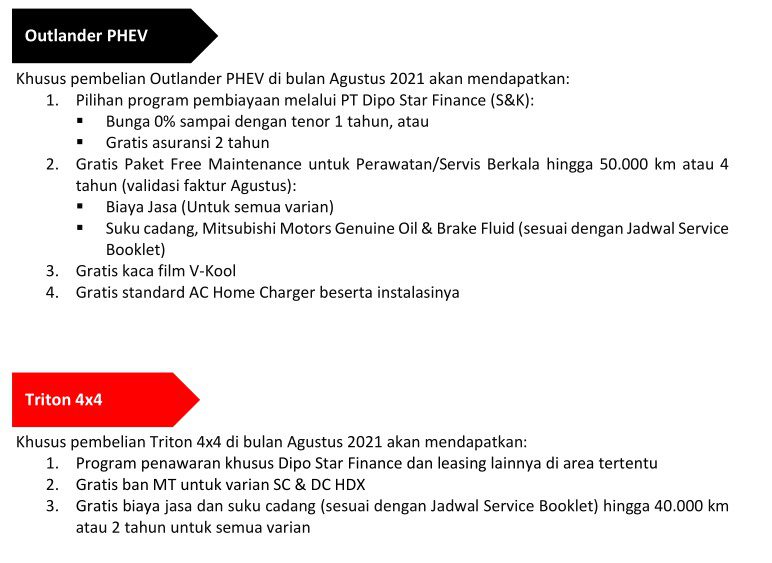 Promo Mitsubishi Agustus 2021