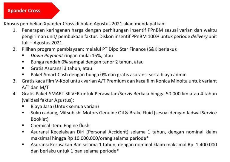 Promo Mitsubishi Agustus 2021