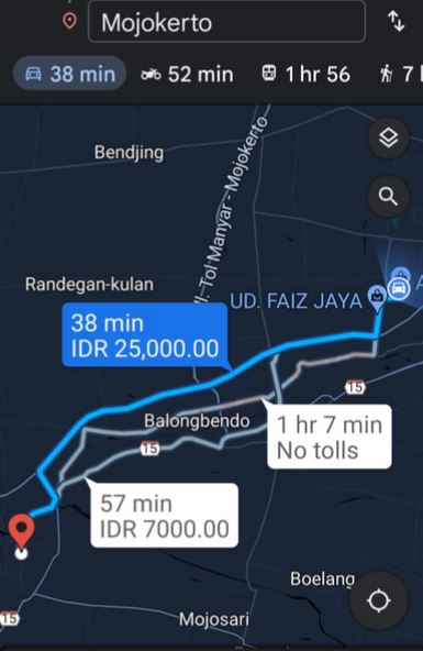 Google Maps Tarif Tol