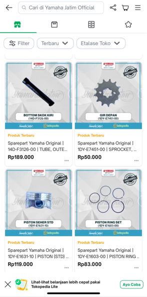 Tokopedia Yamaha Jatim Part Asli